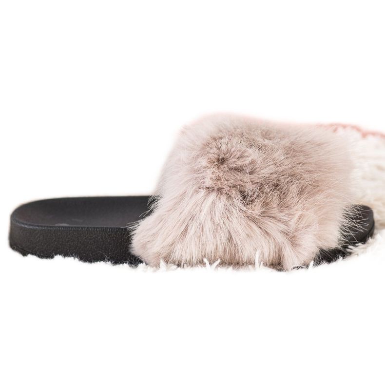 SHELOVET Comode pantofole in pelliccia beige