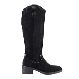 Small Swan Stivali da cowboy con ornamenti nero