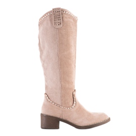 Small Swan Stivali da cowboy con ornamenti beige