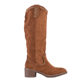 Small Swan Stivali da cowboy con ornamenti marrone