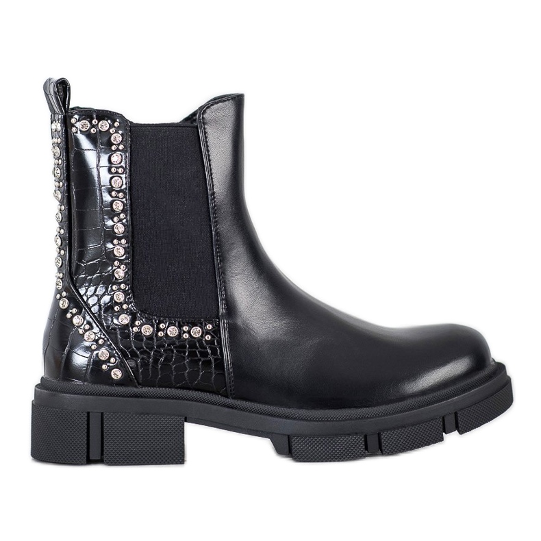 Yes Mile Stivali Neri Con Cubic Zirconia nero