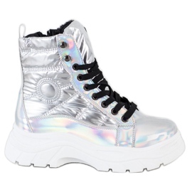 SHELOVET Trappers trapuntati alla moda argento