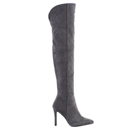 Small Swan Stivali sexy con tacco alto grigio