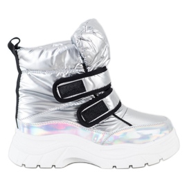 SHELOVET Stivali da neve lucidi con velcro argento