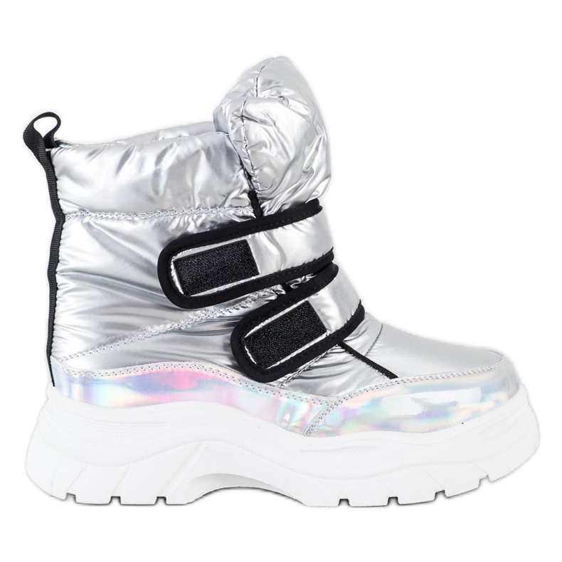 SHELOVET Stivali da neve lucidi con velcro d'argento