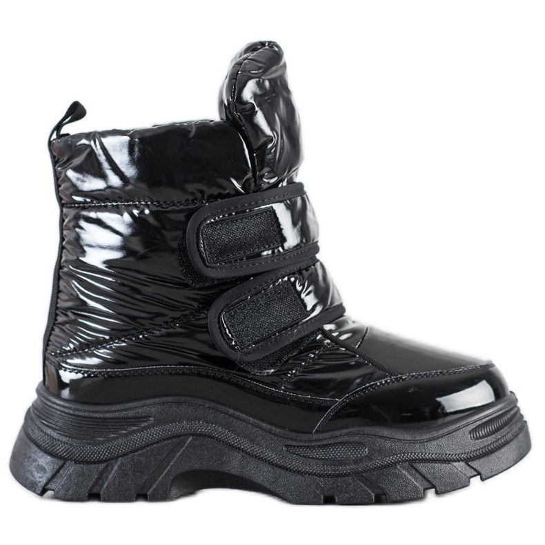 SHELOVET Stivali da neve lucidi con velcro nero