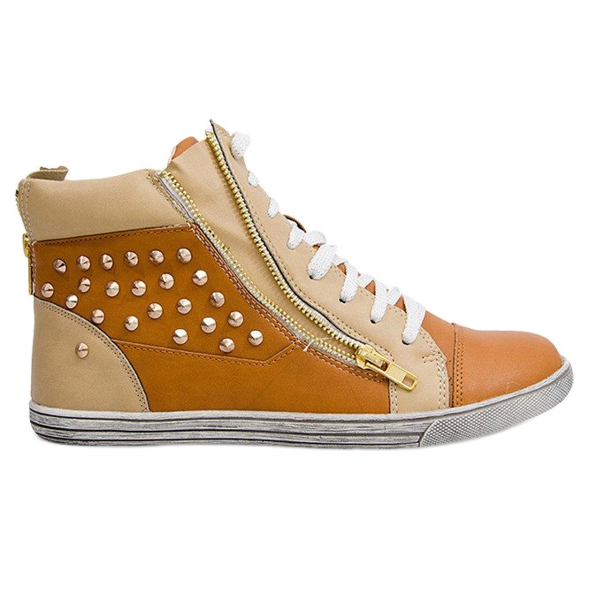 Sneakers Alte Con Borchie Y299 Camel beige marrone