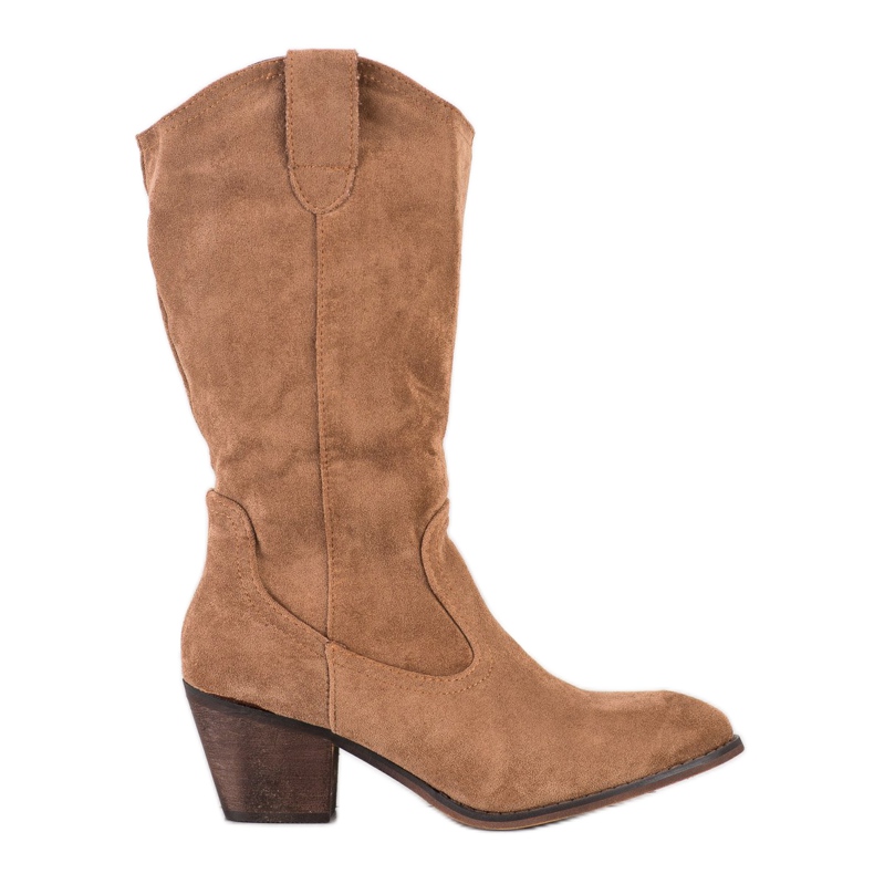 SHELOVET Stivali da cowboy in pelle scamosciata marrone