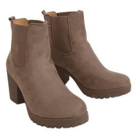 Stivaletti Chelsea con tacco largo, beige B2880FE-KB Khaki marrone