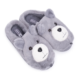 Pantofole Da Donna Con Pelliccia Orso Grigio