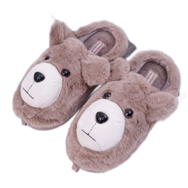 Pantofole Da Donna Con Pelliccia Orso Bruno beige