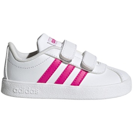 Scarpe per bambini adidas Vl Court 2.0 Cmf bianche e rosa EG3890 bianca