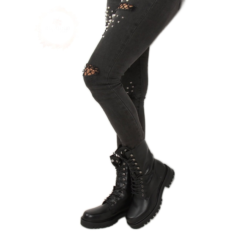 Stivaletti militari neri stringati NC1092 Black nero
