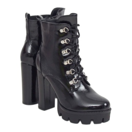Stivali platform laccati neri 0-369 Black nero