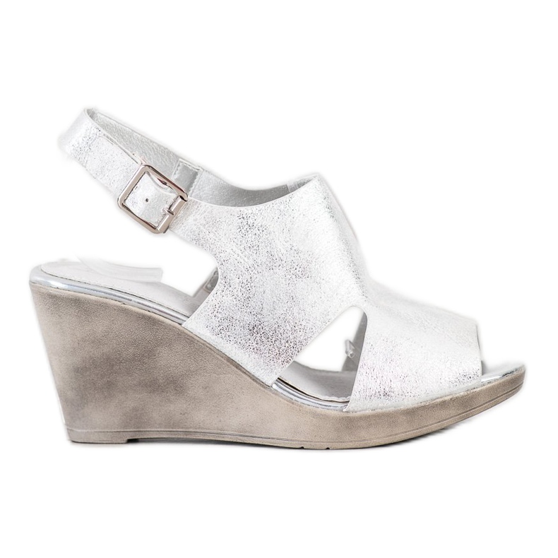 SHELOVET Sandali con zeppa argento d'argento