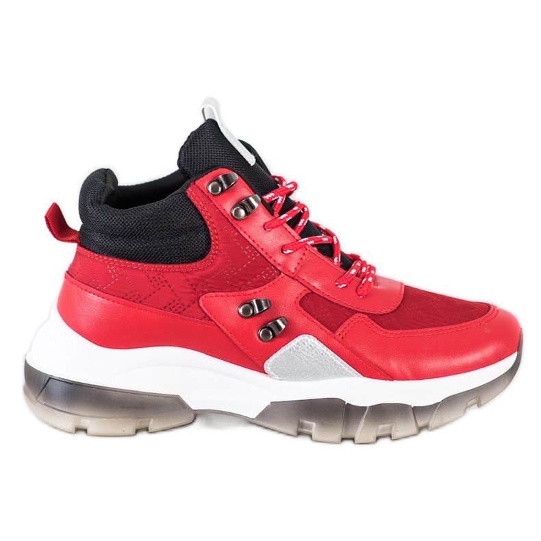 SHELOVET Scarpe da ginnastica rosse alla moda nero rosso