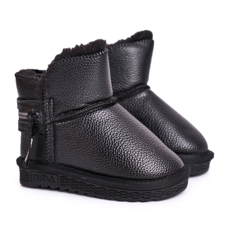 Apawwa Stivali da neve caldi neri per bambini Let It Snow nero