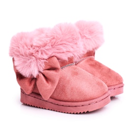 FRROCK Doposci da bambino con fiocco in pelliccia, rosa Vella