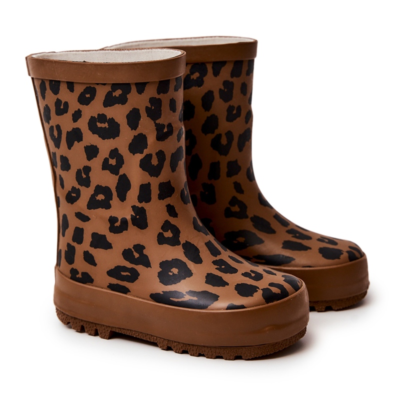 FRROCK Stivali da bambino in gomma marrone con stampa leopardata Nanny