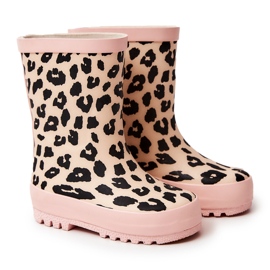 FRROCK Stivali di gomma per bambini con stampa leopardata, rosa Nanny nero