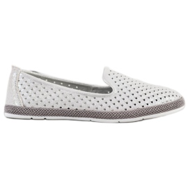 Goodin Signori traforati in pelle bianco argento