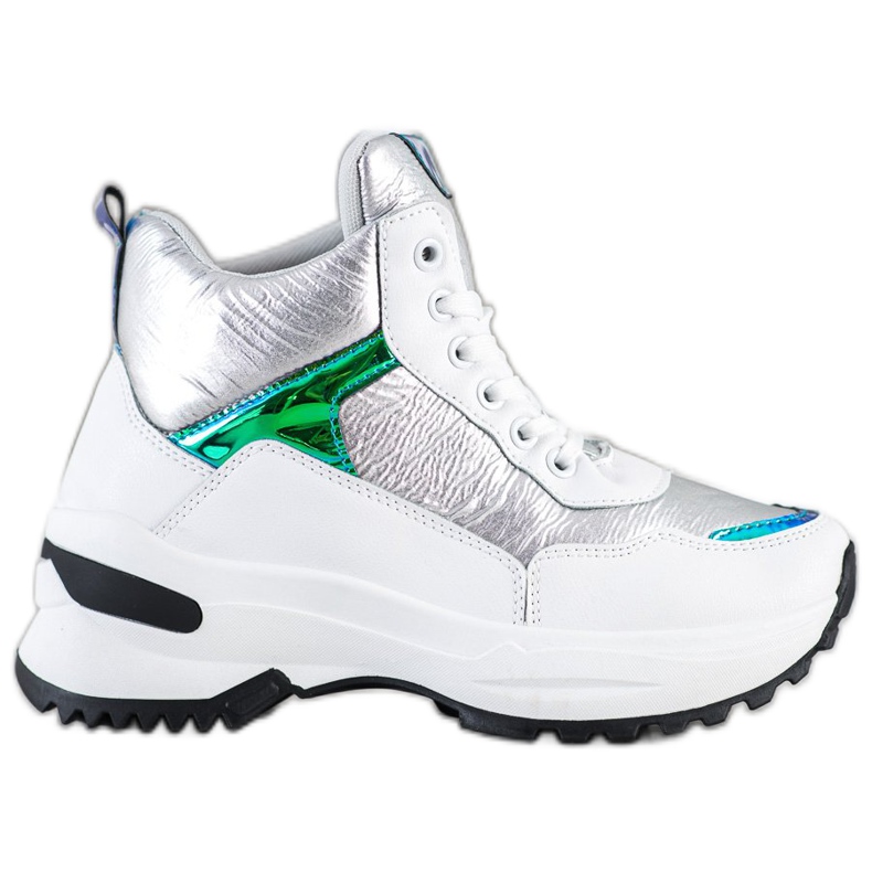Ideal Shoes Sneakers alte realizzate in ecopelle bianca d'argento