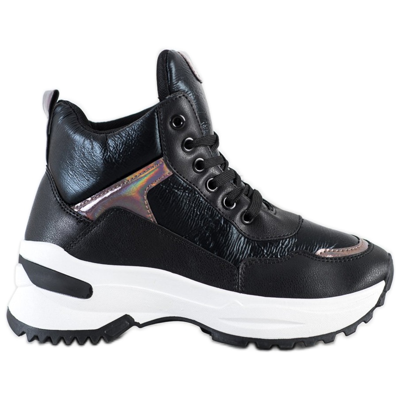 Ideal Shoes Sneakers alte realizzate in ecopelle nero rosa