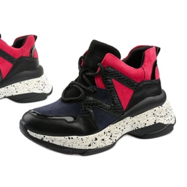 Sneakers sportive nere realizzate in ecopelle scamosciata Clavelina nero rosso blu navy
