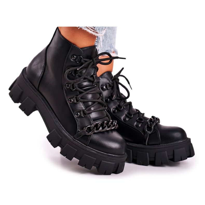 SEA Stivali da donna Workers On The Platform Black Chain nero