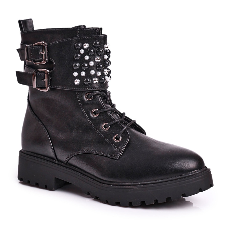 Stivali Da Donna Operai Con Perle Black Oasis nero