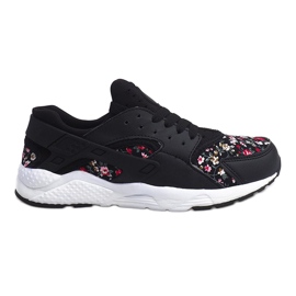 Sneakers Sportive Con Fiori 613 Nere bianco nero rosso verde