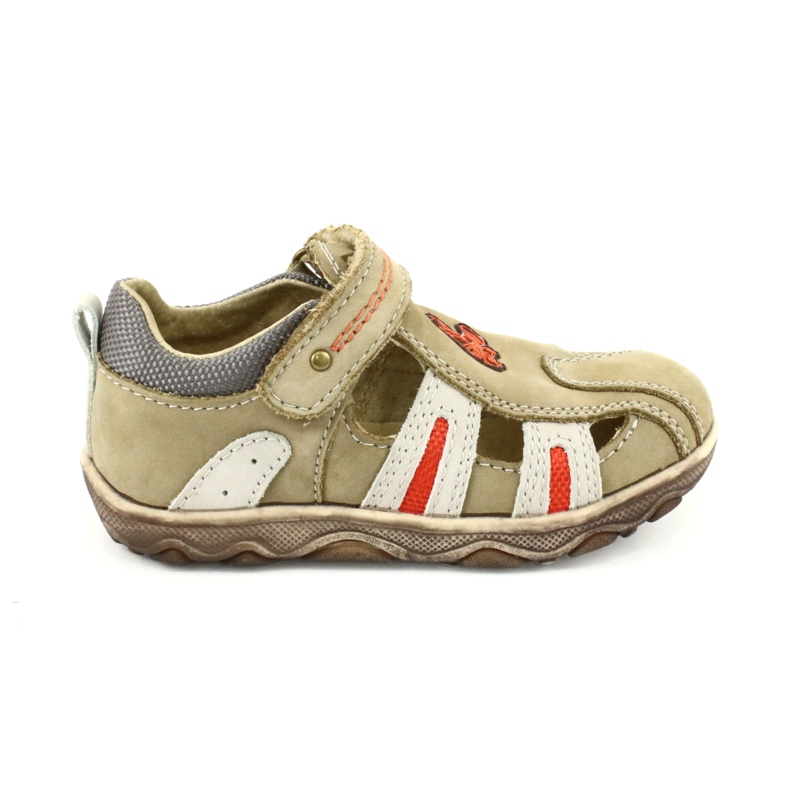 Sandali American Club K080 beige con velcro marrone arancia