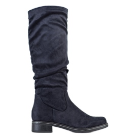 Super Me Stivali Con Cubic Zirconia blu navy blu