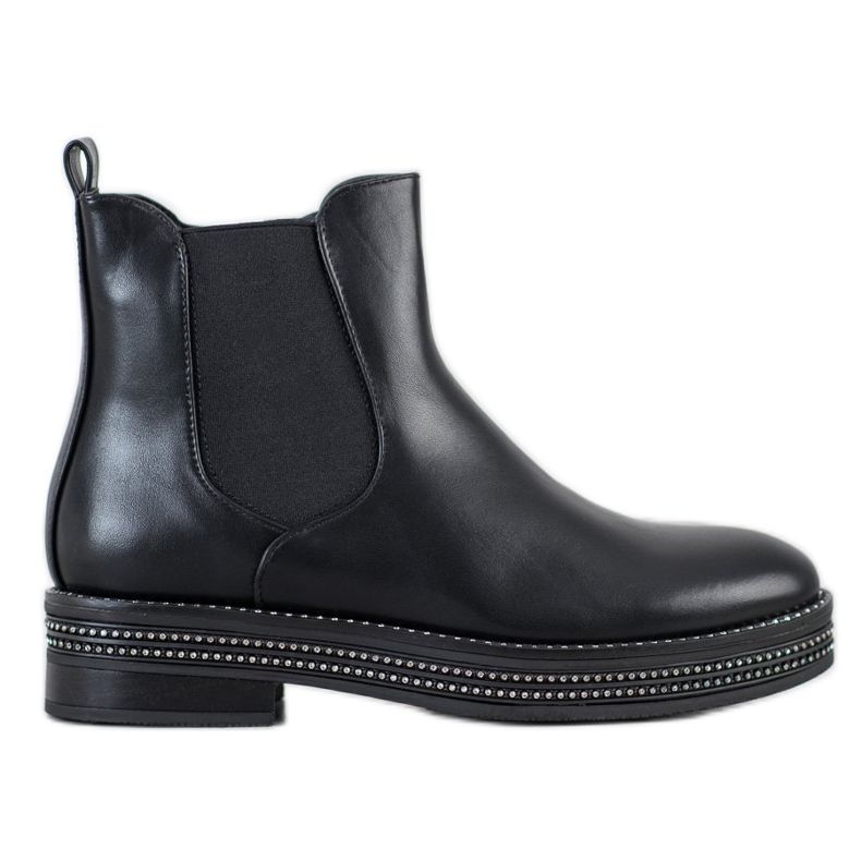SHELOVET Stivali Sulla Piattaforma Con Cubic Zirconia nero