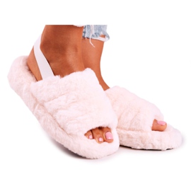 FJ1 Pantofole da donna sulla piattaforma Fur Beige Snowflake
