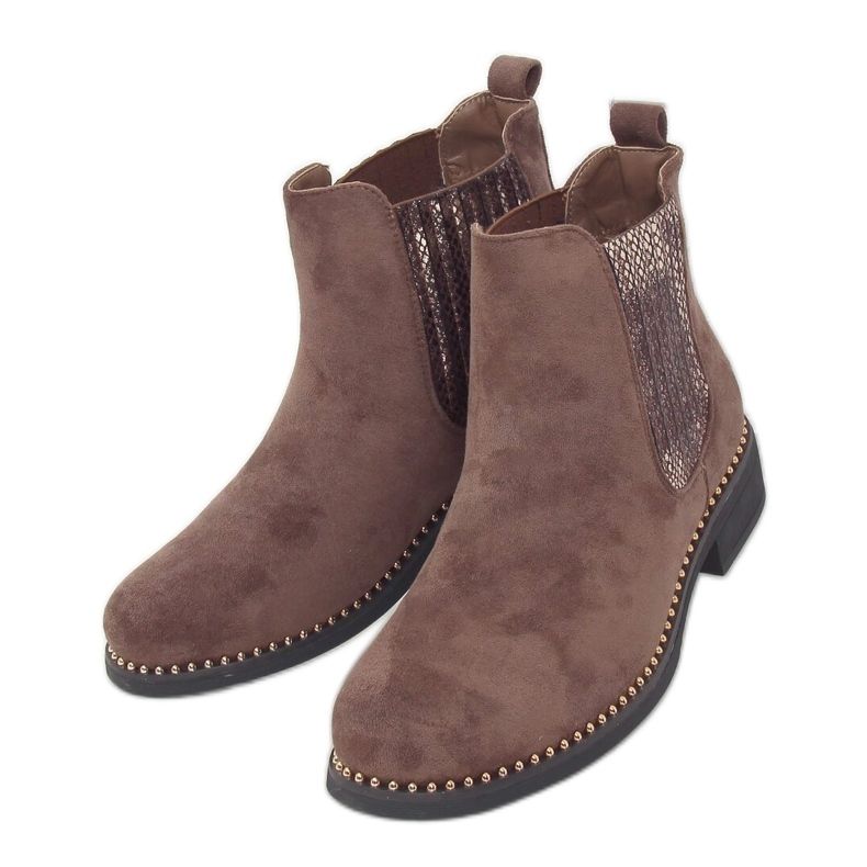 Stivaletti Chelsea da donna, camoscio marrone HQ231 Khaki cachi