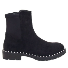 Stivaletti Chelsea neri con perle RQ336 Black nero