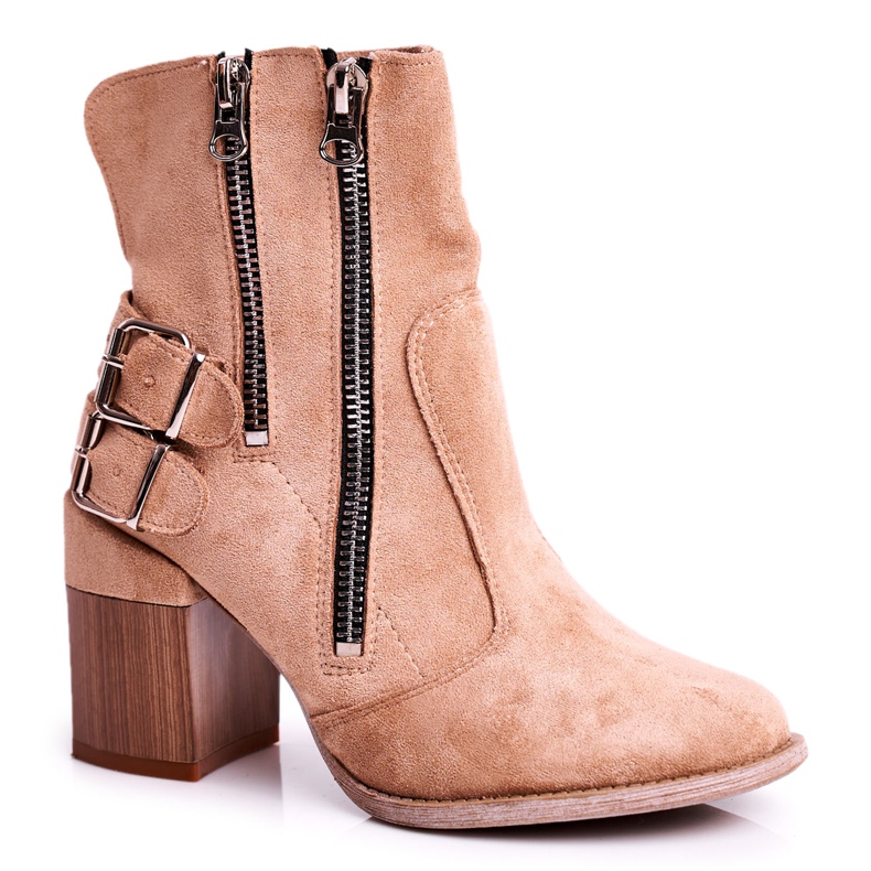 MSMG Stivali Donna Con Tacco Camoscio Beige Anabelle