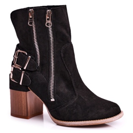MSMG Stivali Donna Con Tacco Camoscio Nero Anabelle