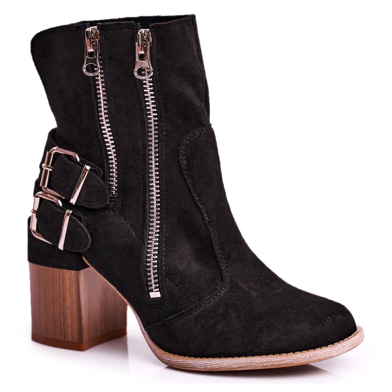 MSMG Stivali Donna Con Tacco Camoscio Nero Anabelle