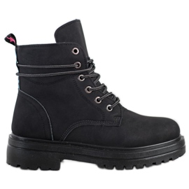 SHELOVET Trappers neri con ecopelle nero