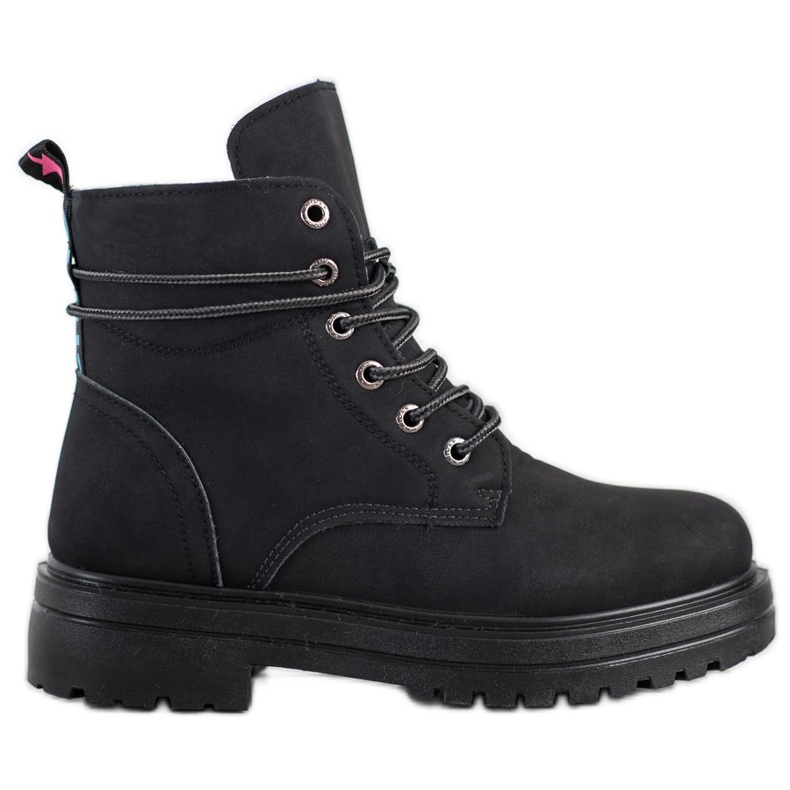 SHELOVET Trappers neri con ecopelle nero