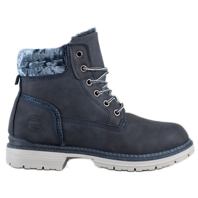 SHELOVET Scarponi da trekking con tomaia in velluto blu navy d'argento
