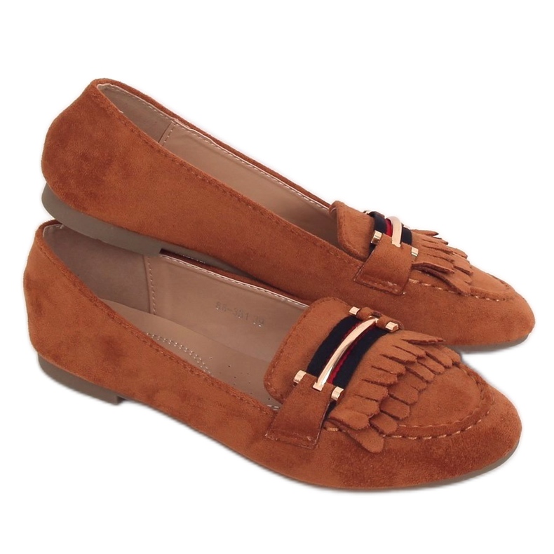Mocassini da donna cammello 88-381 Camel marrone multicolore