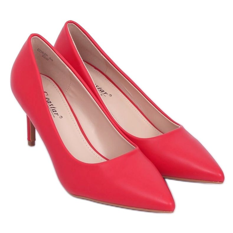 Red CD62P Tacchi a spillo rossi con tacco basso rosso