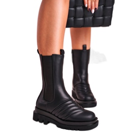 Joia Stivali alti da donna Jodhpur stivali Massive Platform Nero Evelina
