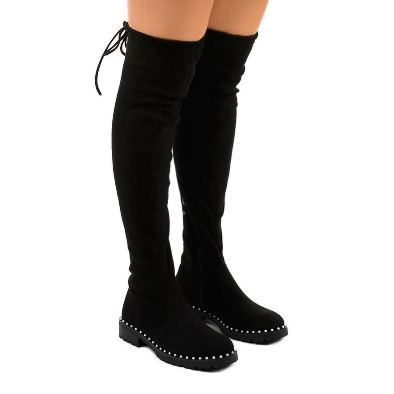 Stivali piatti neri con gambo lungo Cozysand nero