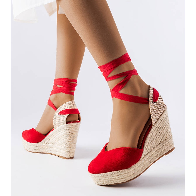 Espadrillas con zeppa rosse di Adelinda rosso 1