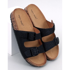Pantofole Alexa in sughero nero glitterato 2