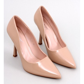 Tacchi alti da donna laccati Anika Khaki beige 1